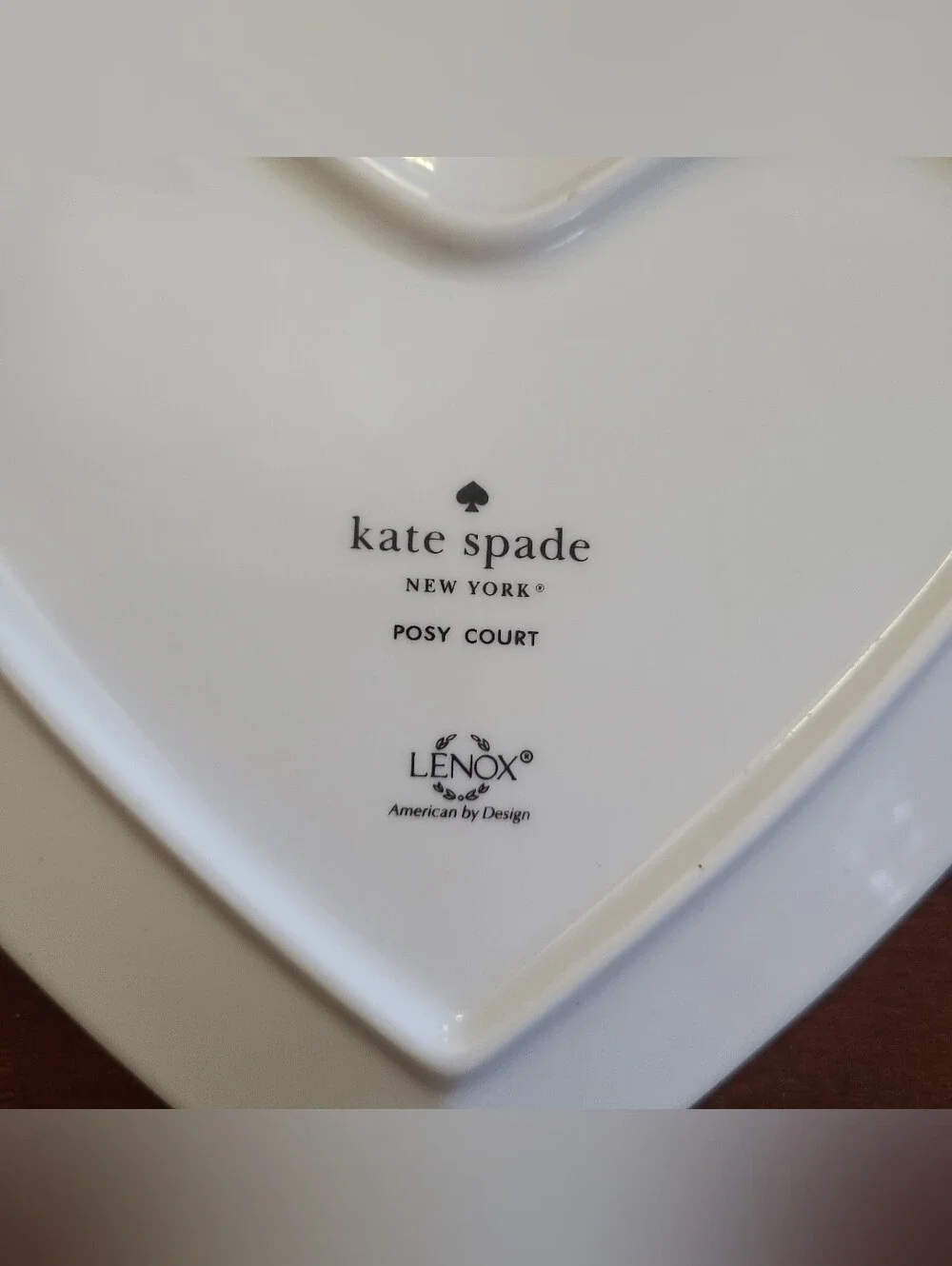 Kate Spade Lennox After my Own Heart Trinket NY Posy Court Dish Gold Trim Purple